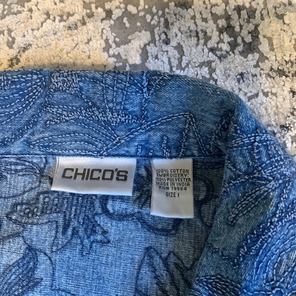 Chico’s denim embroidered jacket - Picture 2 of 4